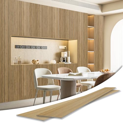 Art3d Fine Bar Design Slim Slat Wall Panel, 104 x 12 Inch, 4-Pack, Teak - color: Fine Bar Teak