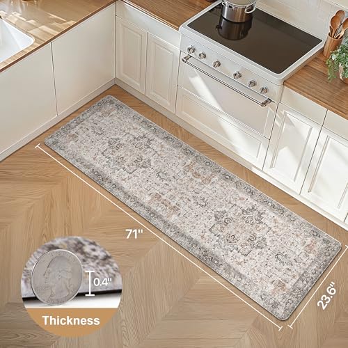 GENIMO Anti Fatigue Kitchen Mats for Floor 23"X71", Runner Rug,GrayTaupe - color: Light Taupe Brown, size: 23.6"x71"--0.4 inches
