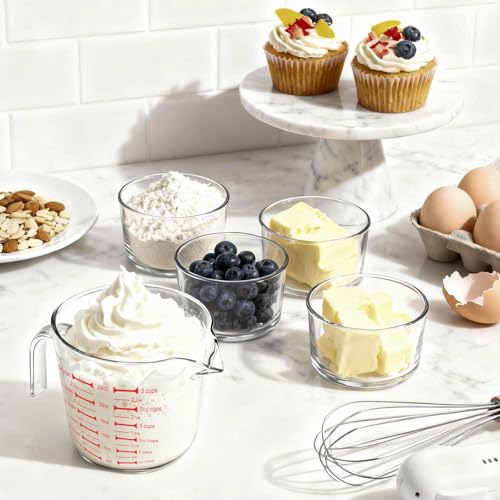 BCnmviku Glass Measuring Cups 24oz/3Cup/700ml High Borosilicate [Insulated Handle | V-Shaped Spout]For Prepping Baking and Cooking Preheated Oven Dishwasher Freezer and Microwave Safe - size: 700ml