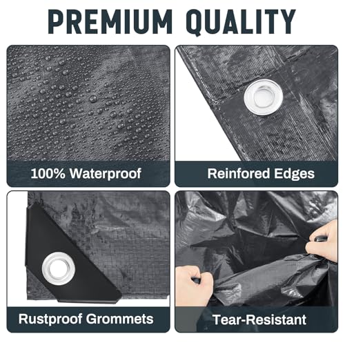 8 Pack 6 x 8 ft Gray Tarps, 5.5 Mil Heavy Duty Waterproof Tarp - color: Gray, size: 6 x 8 ft
