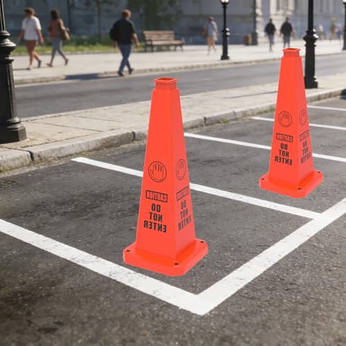36" Orange "Do Not Enter" Safety Cones 6-Pack with Base - color: Orange, size: 36"