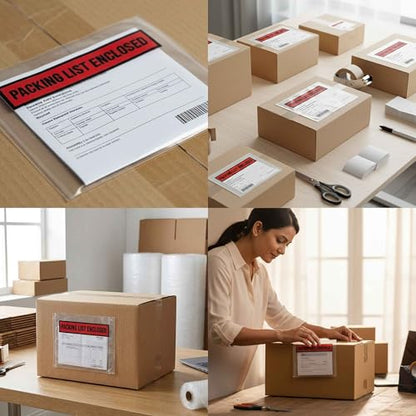 Pack of 1200 Packing Slips Pouches 4.5" x 5.5", Clear Adhesive Invoice Packing Slip Envelopes Pouches, Shipping Label Sleeves, Top Loading Packings List Enclosed Packings Lists Envelopes Pouches