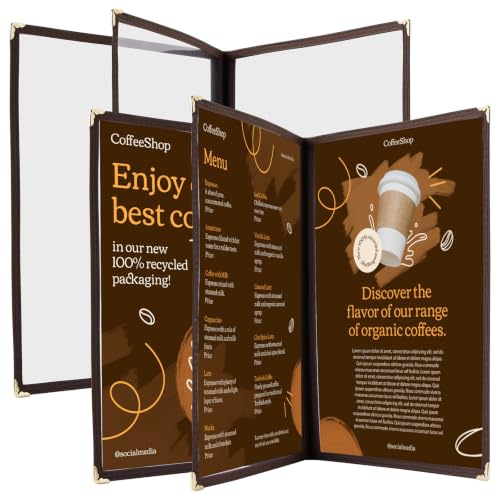 2Pcs 8.5 x 11" Menu Covers, 3 Page Transparent Restaurant Menu Cover - size: 3 Page