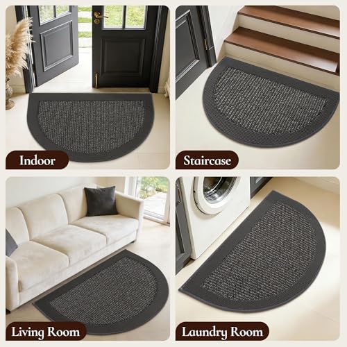 Dirt Trapper Door Mats 26" x 40", Non-Slip & Washable, Dark Grey - color: Dark Grey, size: 26" X 40" (Semicircular)