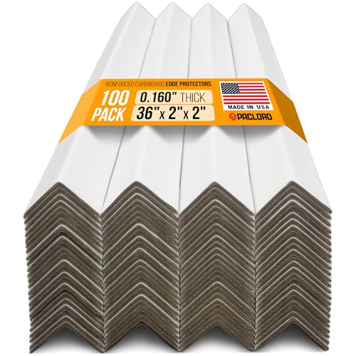 36" x 2" x 2" Reinforced Cardboard Edge Protectors, Pack of 100 - color: Thickness: 0.16", size: Pack of 100
