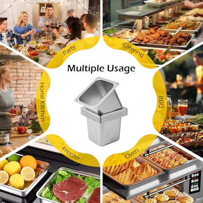 Dyna-Living Hotel Pans 1/6 Size 6 Inch Deep Food Pan 6 Pack Steam Table Pan - color: Without Lids, size: 6 Inch Deep