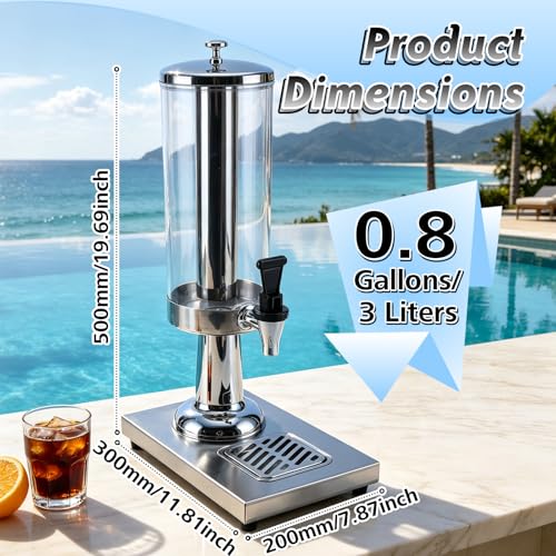 100oz/3.2 qt Drink Dispenser with Leak-Proof Spigot & Ice Core - color: Silver