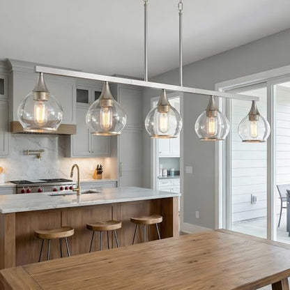 Phaosio Kitchen Island Linear Pendant Light, 5-Light, E26 Base - color: Brushed Nickel, size: 5-Light