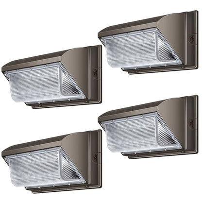 120W LED Wall Pack Light 18000LM 100-277V LED Security Flood Wall Mount Exterior Fixture IP65 Waterproof Commercial Industrial Building Outdoor Wallpack Lights for Barn,Yard,Garage 4 Pack - size: Standard /120/no photocell-4Pack