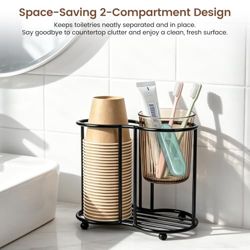 1 Row White Cup Dispenser for Bathroom Metal Mouthwash Cup Holder - color: White, size: 1 ROW
