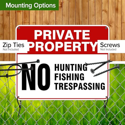 Private Property No Fishing No Hunting No Trespassing Sign, 24x30 Inches, - size: 24x30 - Polyethylene