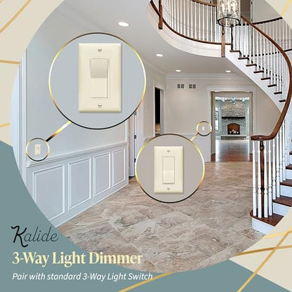 TOPGREENER 300W LED Dimmer Switch, Single Pole or 3-Way, Light Almond, 1P - color: Light Almond
