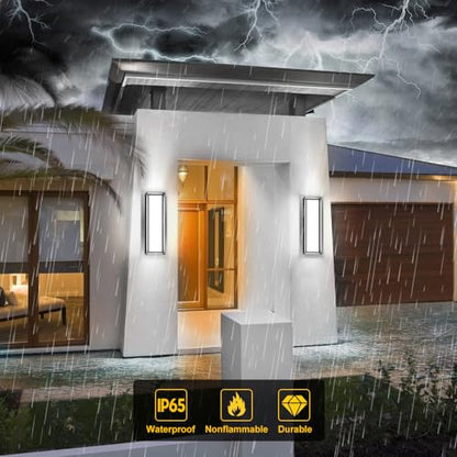Sytmhoe LED Square Outdoor Wall Lights 2 Packs, 16inch 6000K 10%-100% Dimmable Exterior Wall Light Aluminum Body Waterproof IP65 led Porch Light for House Patio Garage Garden - size: 16in