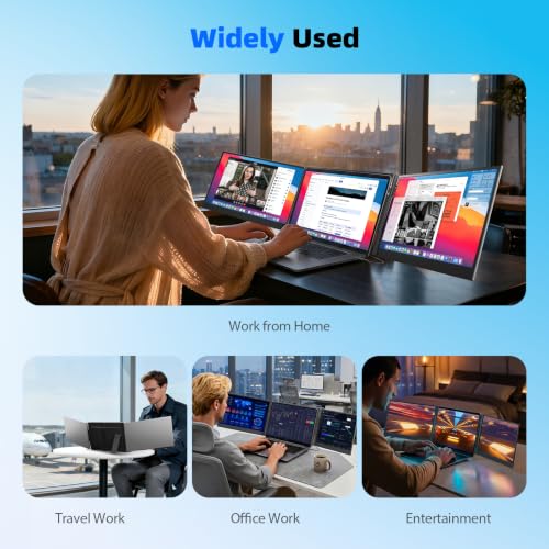 BOSII 15.6" Laptop Screen Extender Triple Monitor Ultra-Thin, Lightweight, FHD 1080P, IPS Display, Plug&Play, for 13-17.3" laptops, for Business/Work/Travel - size: 15.6"triple monitor
