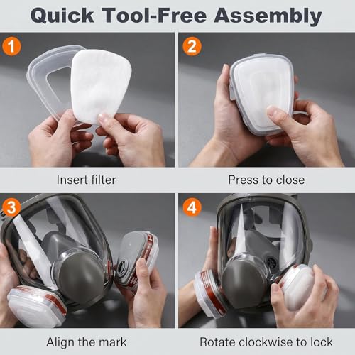 Full Face Respirator Mask with Filters, Gas Masks for Adult, Applicable to Dust, Paint, Chemicals, Gas, Epoxy Resin, DIY etc