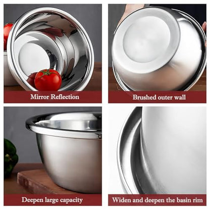 meleg otthon Stainless Steel Mixing Bowls, 13.5QT Metal Bowls, Salad Bowl, Heavy Duty Deeper Edge Mirror Finish Dishwasher Safe Bowl(14.17'' diameter x 5.35''high) - color: 19.68'' diameter x 5.7''high