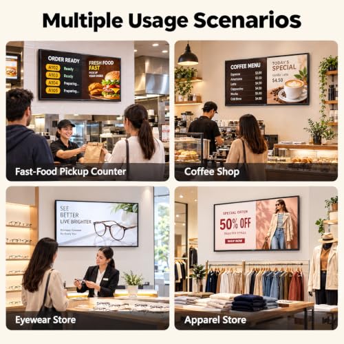 43" 4K Wall Mount Digital Signage, 3840 x 2160P 16:9 Screen Monitor - size: 43inch 4K