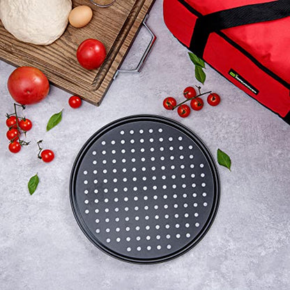 Restaurantware Met Lux 13 Inch Pizza Pan With Holes 1 Heavy-Duty Pizza Pan With Holes - Perforated Non-Stick Carbon Steel Pizza Crust Pan Keeps Pizza Fresh For Any Food Service Establishments - size: 13" (Pack of 2)