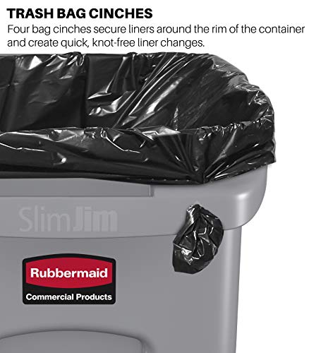 Rubbermaid Commercial Products Slim Jim Can, Gray, 16-Gal, Pack of 4 - color: Gray, size: 16 Gal