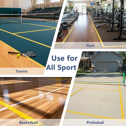 Pickleball Court Tape - 2" x 262 ft Professional Pickleball Marking Kit Yellow Tape for Temporary Court Lines with No Residue Durable Floor Marking Tape for Gym, Driveway, Backyard - size: 1 PCS