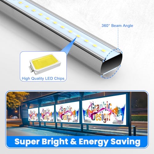JESLED 360 Degree T8 T10 T12 7ft 48w LED Tubes, 4-Pack - size: 7 feet