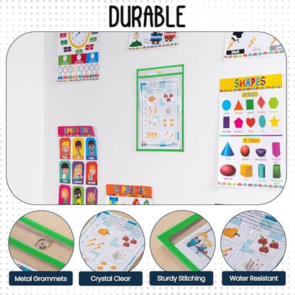 Essex Wares - 6 Pack, Blues & Greens Dry Erase Pockets, 10" W x 13.5" T - color: Blues & Greens