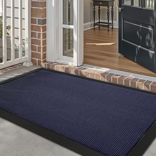 LUMI Outdoor Door Mat Traps & Hides Dirt 35.5x59, Outside Entrance, Blue - color: Blue, size: 2'11" x 4'11" (35.5"x59")
