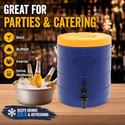 Insulated Beverage Dispenser 3 Gal/6.6Gal, Stainless Steel Commercial Drink Dispenser with Spigot, 24H Hot/Cold Thermal Carafe for Coffee, Tea, Water, Parties (Blue, 6.6Gal/25L) - color: Blue, size: 6.6Gal/25L