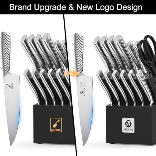 imarku 14 Pcs High-Carbon Stainless Steel Kitchen Knife Set Black - color: Black