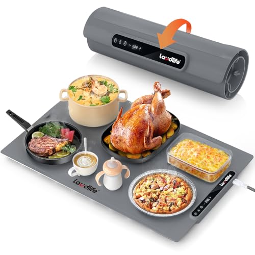 Electric Warming Mat 24x16, Foldable Food Warmer for Parties - color: Charcoal, size: 24x16 inch