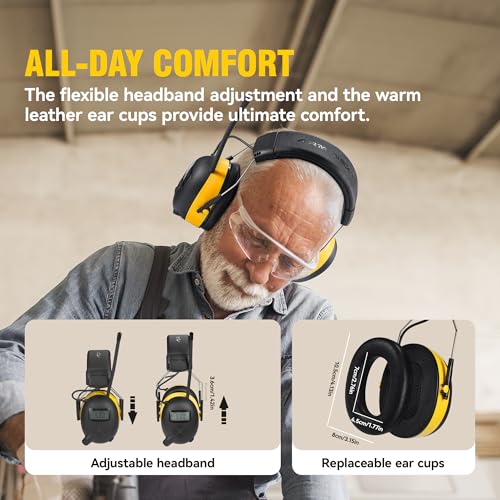 AM/FM Radio Headphones for Mowing, NRR 30dB Hearing Protection - color: A-yb