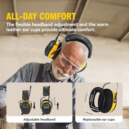 AM/FM Radio Headphones for Mowing, NRR 30dB Hearing Protection - color: A-yb