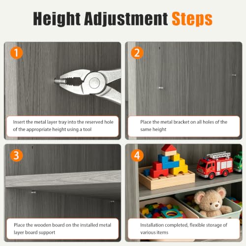 48”W * 20”D * 38”H - Cash Wrap Wood Counter - Gray Register Counter with 3 Heights Adjustable Shelf - color: Gary, size: 4 FT
