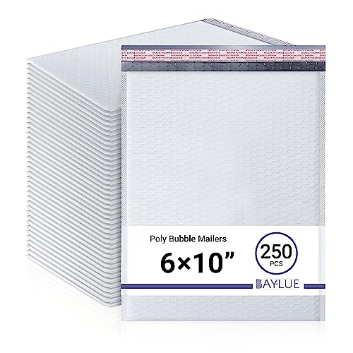 Bubble Mailers 6x10, Self Seal Poly Padded Envelopes #0, 250 Pack Bulk - color: White, size: 6"x10" / 250 Pack