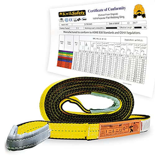 KwikSafety - Charlotte, NC - Mighty Sumo 2”x 16’ Poly Web Sling Lifting Strap Construction ASME OSHA / 6400lbs Vertical 5100lbs Choker 12800lbs Basket/Rigging Moving Towing Hoisting Gear - size: 2"x16' | 6400 lbs