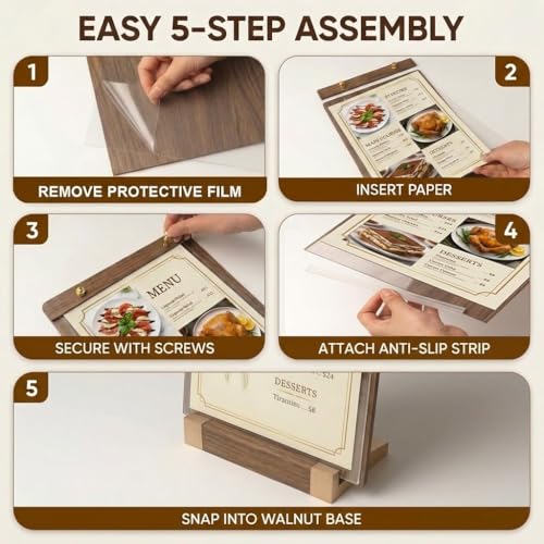 3 Pack 8.5 x 11 Wood Sign Holders with Slanted Base, Vertical Display - size: 8.5x11, 3 Pack