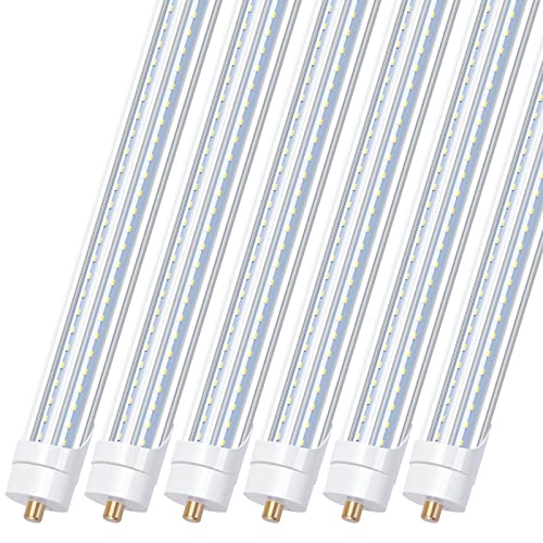 8FT LED Shop Light Bulbs, 8 Foot Led Tube for T8 T10 T12 Fluorescent Replacement, 90W 10000LM, 5000K, Single Pin FA8 V Shaped LED Bulb Light, Ballast Bypass, Dual-Ended Power(6Pack) - color: 5000k
