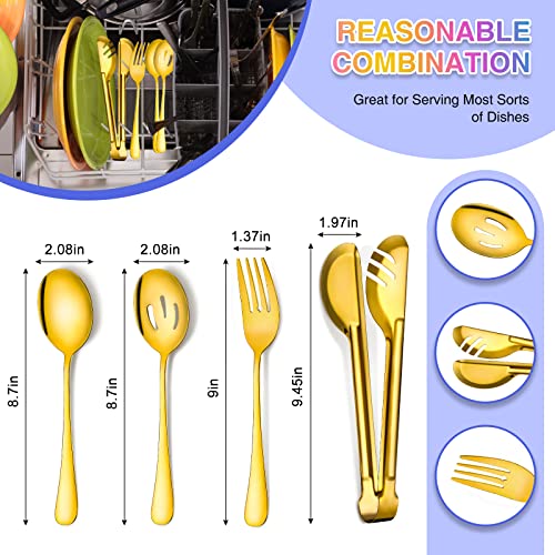 Patelai 15 Pieces Gold Serving Utensil Set, Stainless Steel Buffet - color: Gold