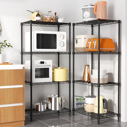 Golpart 4Tier Adjustable Storage Shelves Metal Wire Shelving Standing Shelf - color: Black, size: 4-tier-12"Dx22"Wx43.5"H