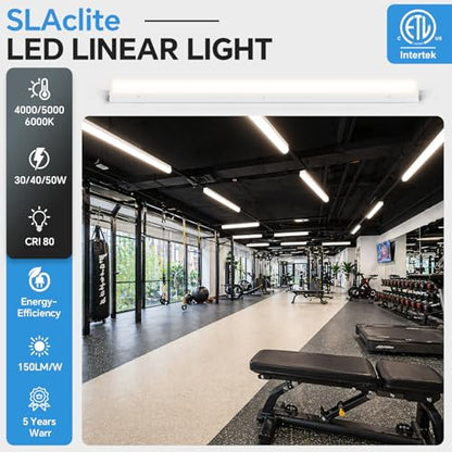 4ft LED Linear Light Fixture,50/40/30W for Office Garage Warehouse - color: No Suspension Kit, size: 4FT-4P