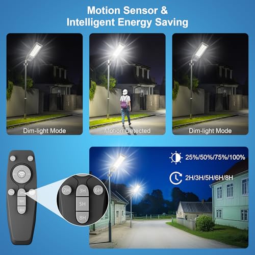 9500W Solar Street Light Outdoor Waterproof, 250000LM Large Commercial Light Solar Powered Dusk to Dawn LED Security Flood Lights with Remote/Motion Sensor, IP67 for Parking Lot/Garden/Yard - size: XXL--1Pack