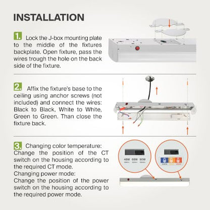 ASD 8ft LED Linear Strip Light Fixture, Emergency Battery Backup - color: White | Emergency, size: 8FT