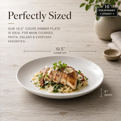 10 Strawberry Street 10.5" Catering Coupe Dinner Plate, Set of 12,White - size: 10.5" Dinner, style: Coupe