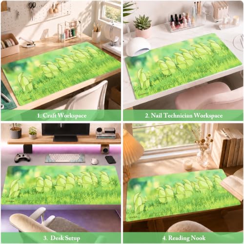 Large Desk Mat Green Meadow Mouse Pad Extended Keyboard Mat 35.4 x 15.7 - color: Greenfield Fresh
