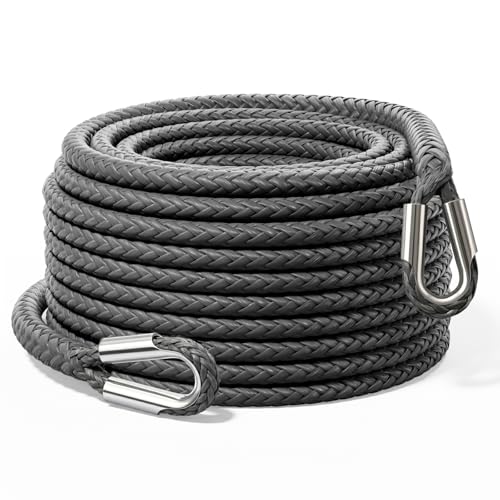 Synthetic Winch Rope Extension - 1/4'' X 50ft 10,000 LBS Heavy Duty Extension Winch Line Cable Replacement for ATV UTV Off Road Vehicle Jeep Truck - Grey - color: Grey, size: 1/4 Inch x 50 Feet