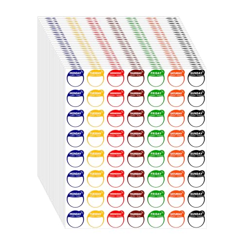 1680 Pcs 1" Round Day of The Week Labels, Removable & Writable Food Stickers in English/Español/Français for Restaurant Kitchen Containers and Inventory Management (Inches, Round 1) - color: White