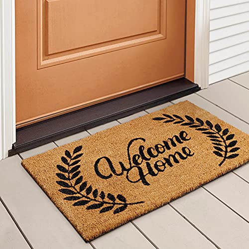 LuxUrux Welcome Mats Outdoor Coco Coir Doormat, with Heavy-Duty PVC Backing - Natural - Perfect Color/Sizing for Outdoor/Indoor uses. (17 x 30 inch, Charcoal - Welcome Home) - color: Charcoal, size: 17'' x 30''