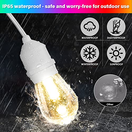 Mlambert Multicolor 48FT LED Outdoor Patio String Lights with Remote, White - color: White