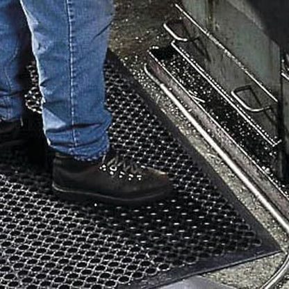 NoTrax 3' x 10' Anti-Fatigue Lightweight Restaurant Rubber Floor Mat with - color: Black, size: 3' x 10'