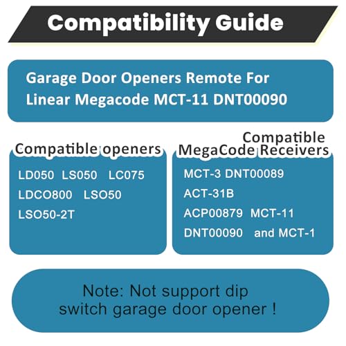 Garage Door Opener Remote for Linear MegaCode MCT-11 DNT00090,Compatible with LD033, LD050, LS050 Linear Garage Door Opener with Visor Clip,2 Pack - style: MCT-11-2Pcs